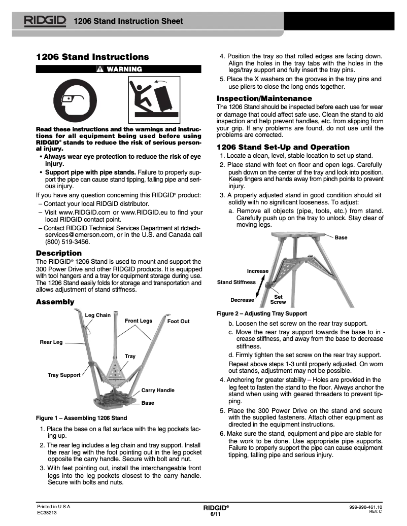 Page 1 de la notice Instructions / montage Ridgid 300