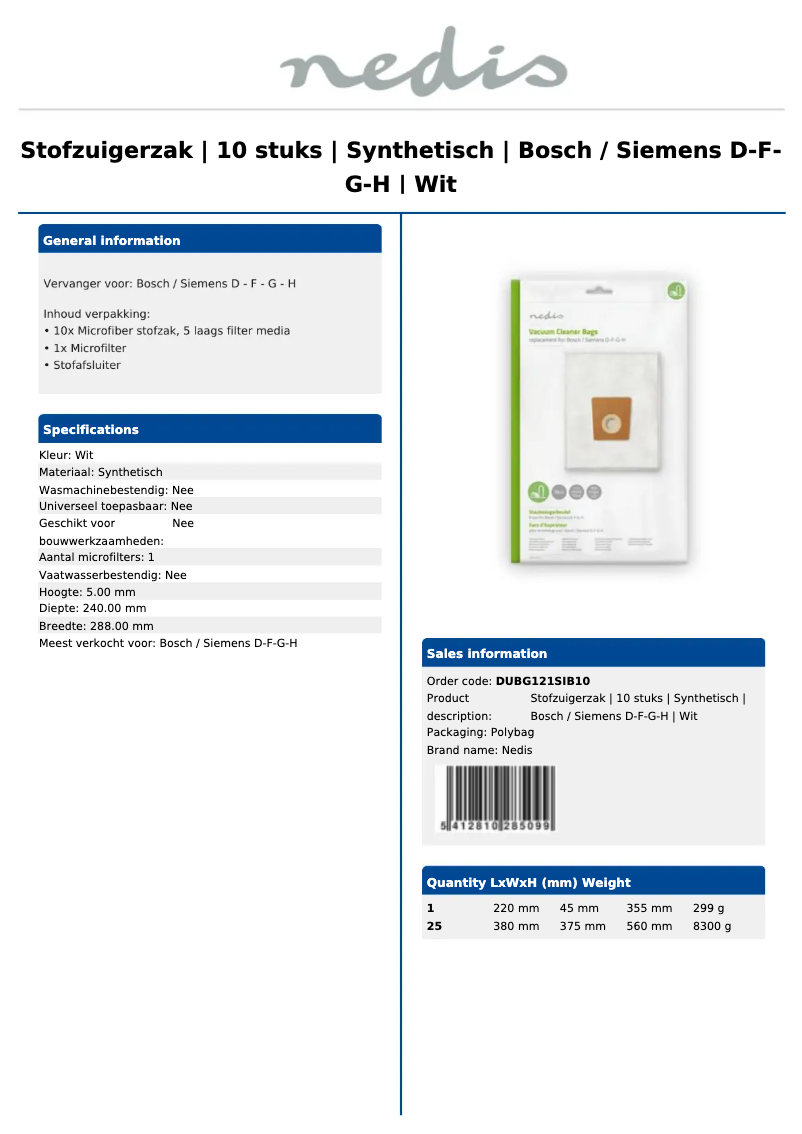 Page n°1 - Manuel utilisateur Nedis DUBG121SIB10