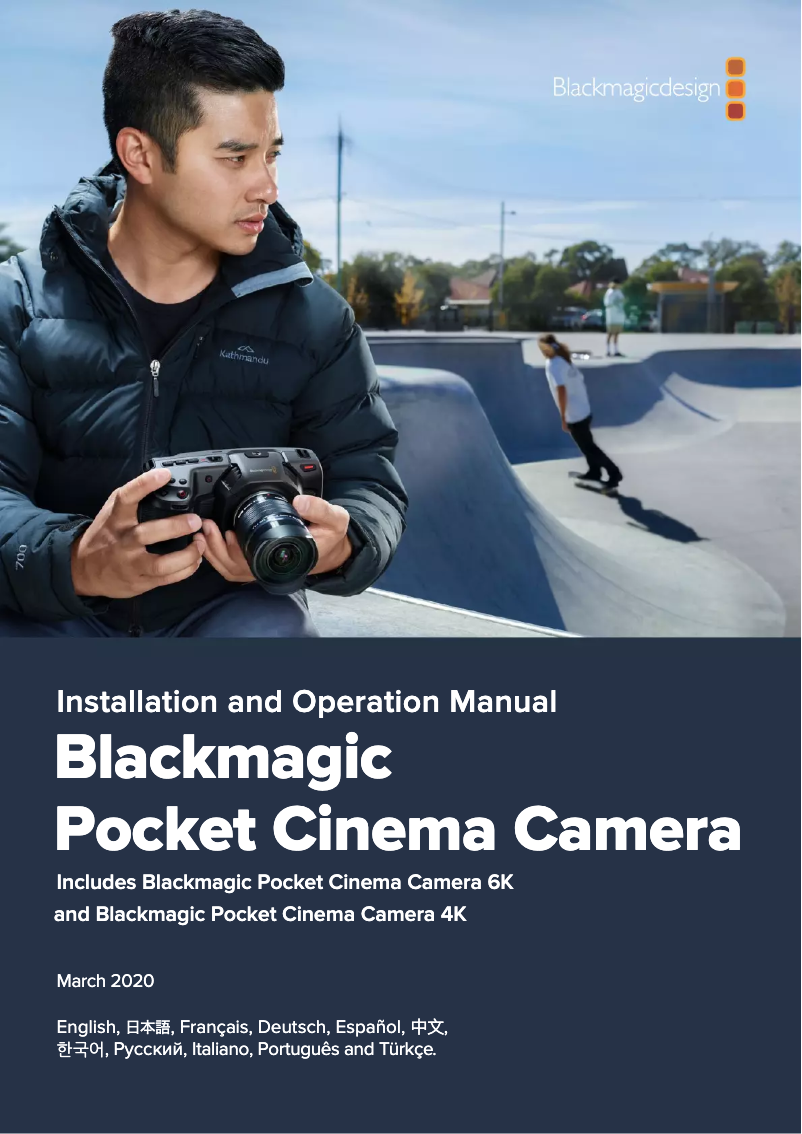 Page 1 de la notice Manuel utilisateur Blackmagic Design Pocket Cinema Camera 4K