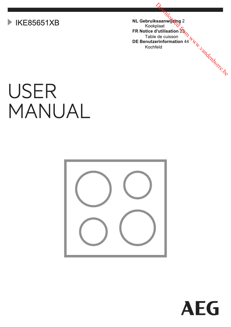 Page n°1 - Manuel utilisateur AEG IKE85651XB