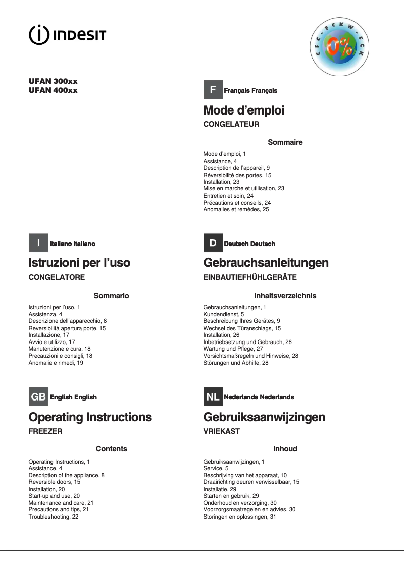 Image de la première page du manuel de l'appareil UFAN 400S