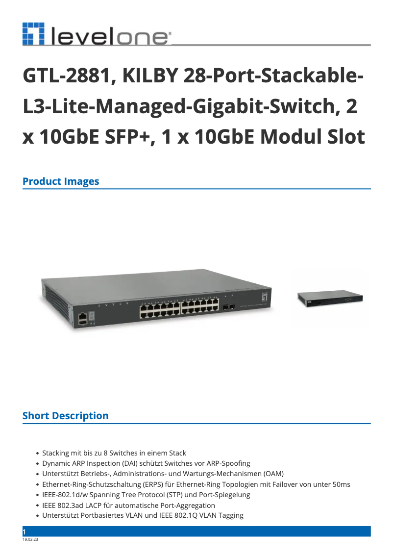 Imagen de la primera página del manual del dispositivo GTL-2881