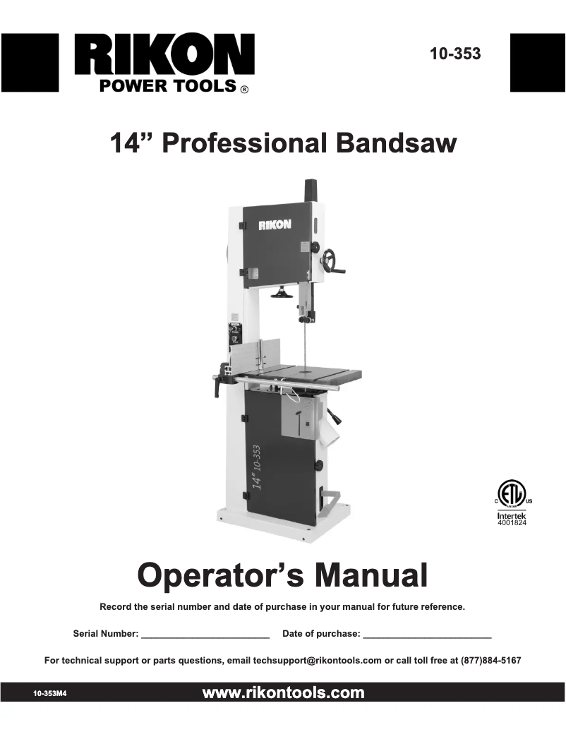 Page 1 de la notice Manuel utilisateur RIKON 10-353