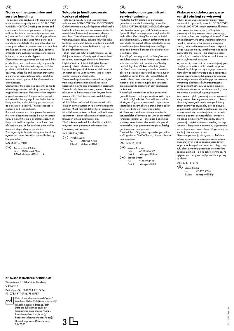 Image de la première page du manuel de l'appareil IAN 378716