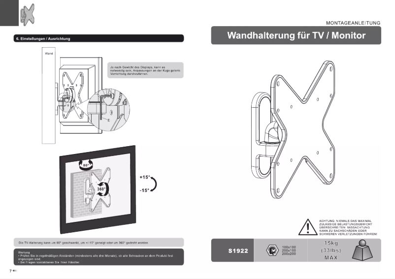 Page 1 de la notice Manuel utilisateur Ricoo S1922