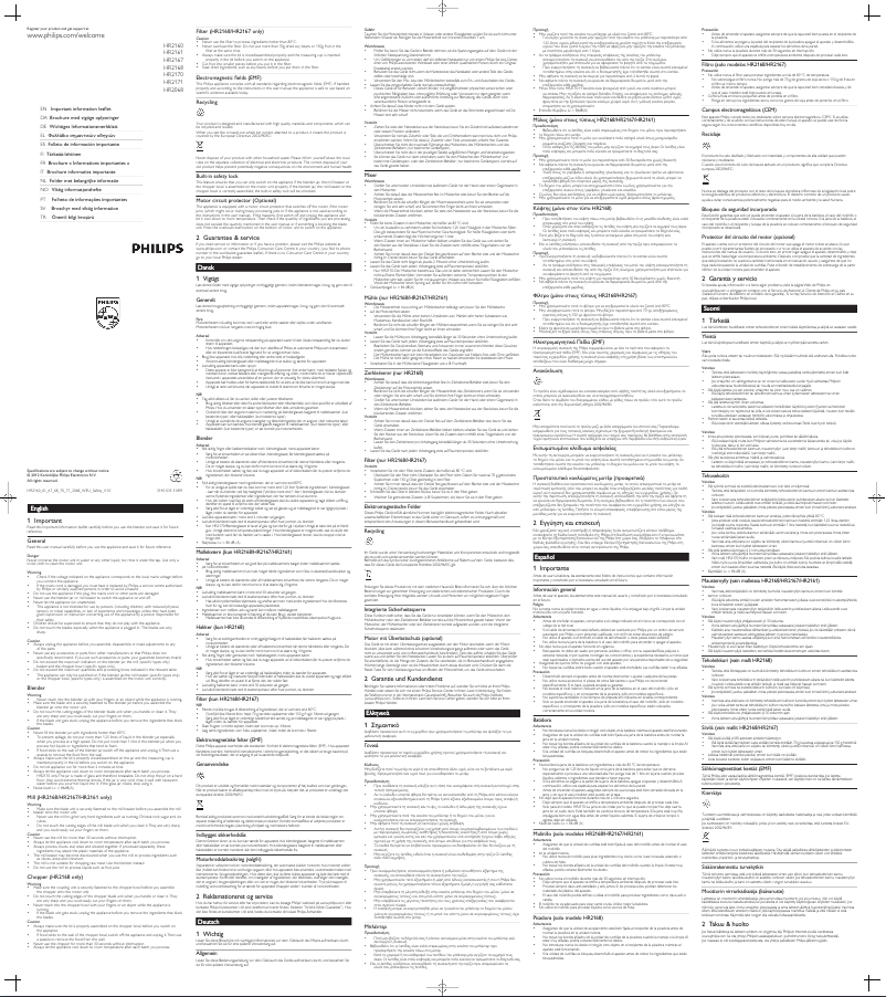 Page n°1 - Manuel utilisateur Philips Viva Collection HR2160