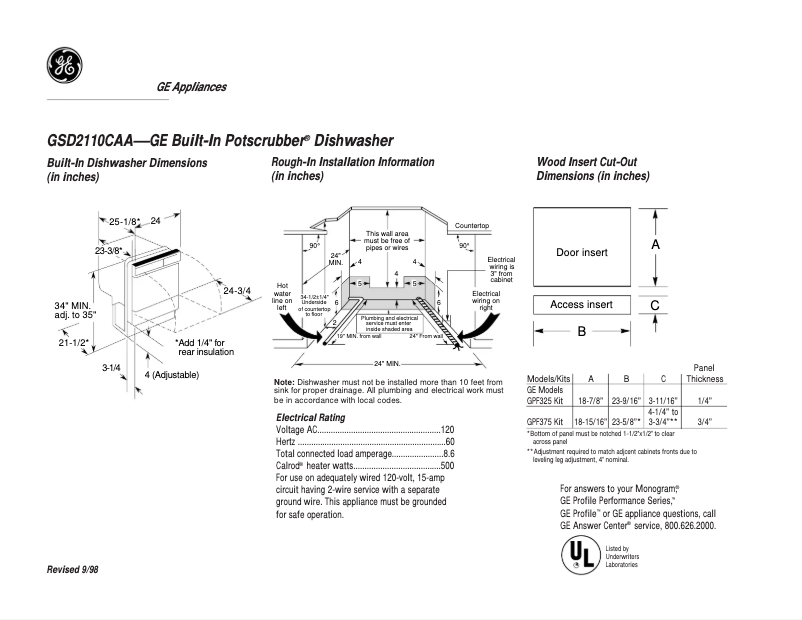 Image de la première page du manuel de l'appareil GSD2110CAA