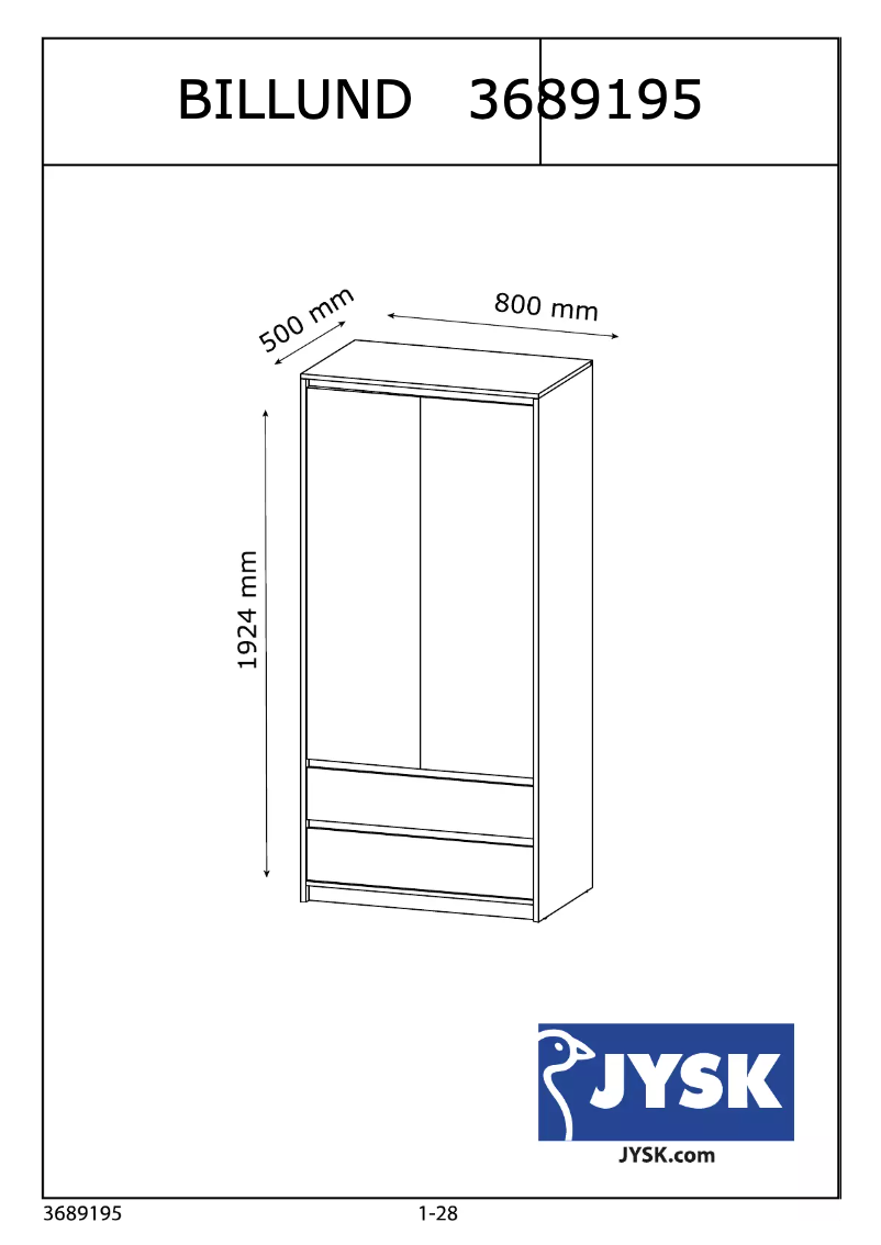 Page 1 de la notice Manuel utilisateur JYSK Billund