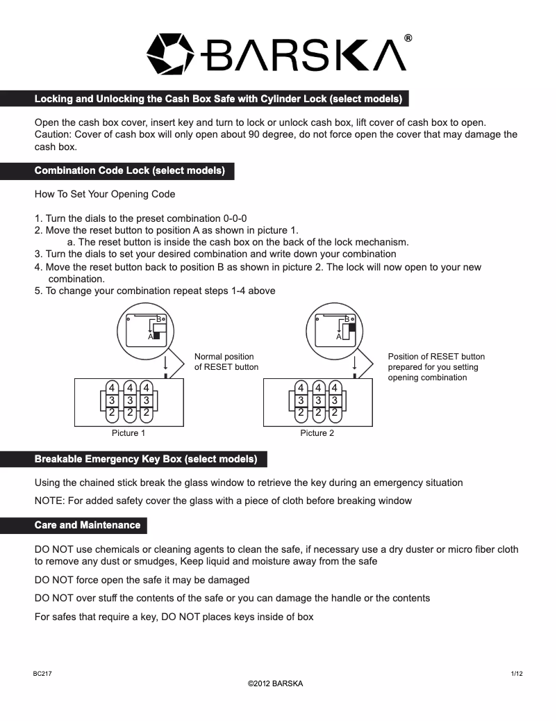 Page 1 de la notice Manuel utilisateur Barska CB11786