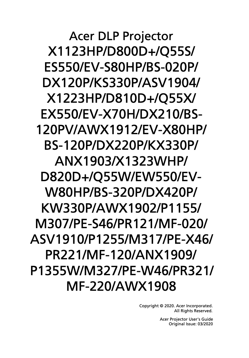 Página 1 del manual Manual de usuario Acer EV-X70H