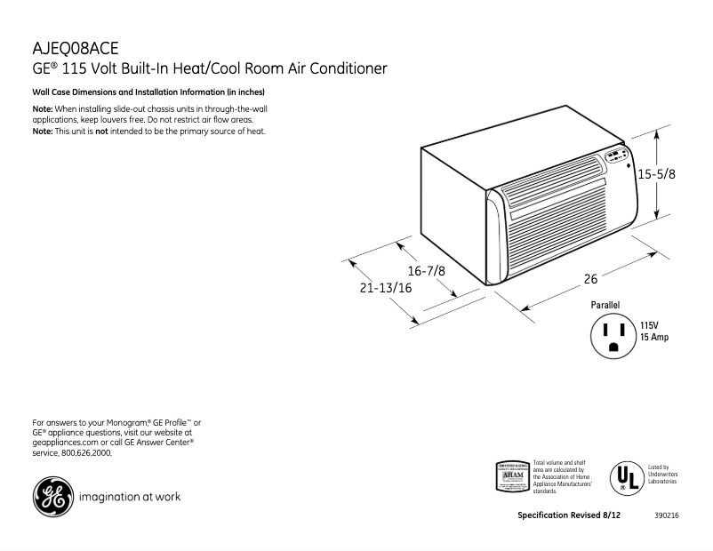 Image de la première page du manuel de l'appareil AJEQ08ACE