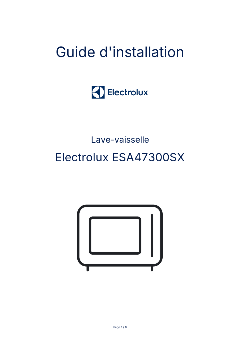 Image de la première page du manuel de l'appareil ESA47300SX