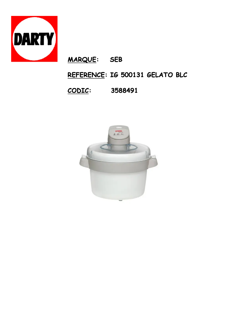 Page n°1 - Manuel utilisateur SEB IG500131