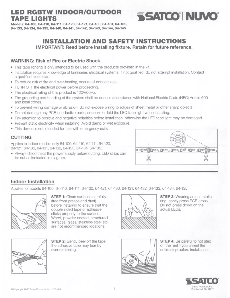 Page 1 de la notice Manuel utilisateur Satco 64-135