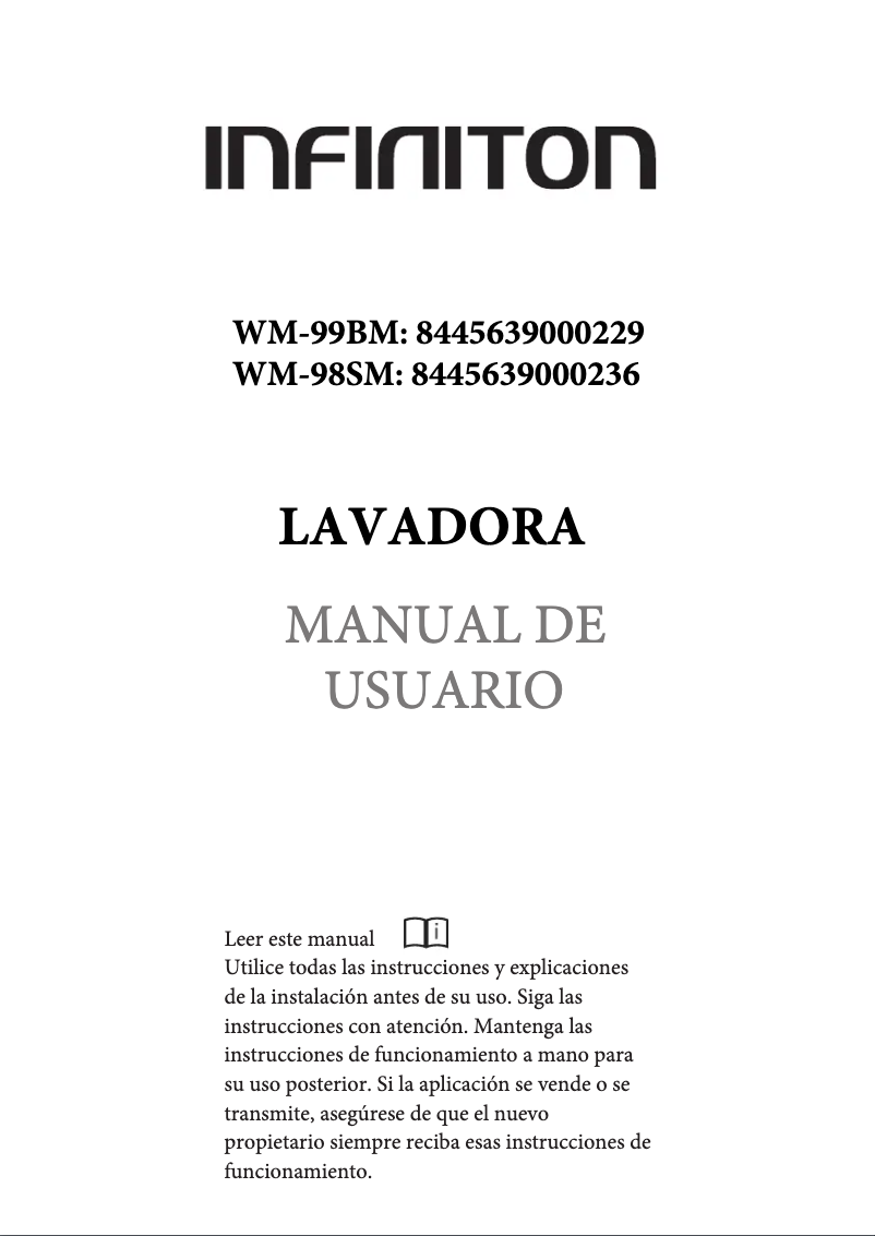 Page n°1 - Manuel utilisateur Infiniton WM-99BM