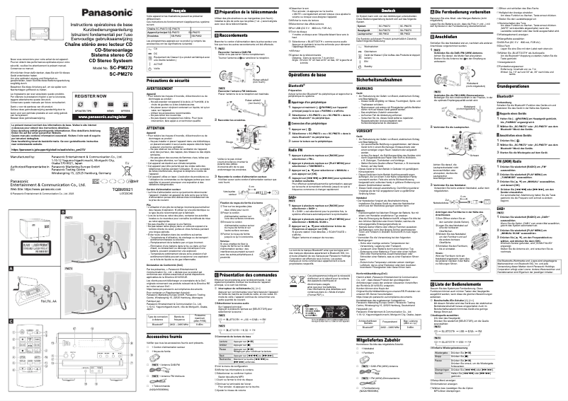 Page 1 de la notice Manuel utilisateur Panasonic SC-PM272