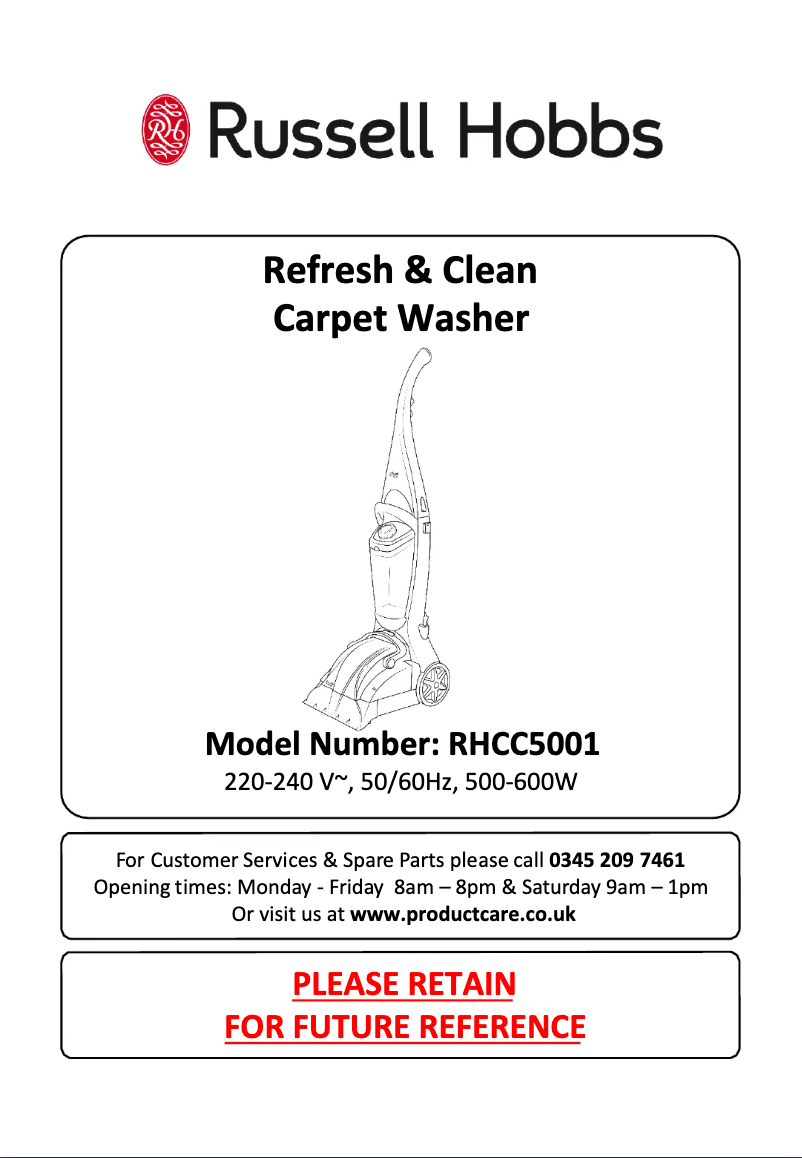 Image de la première page du manuel de l'appareil Refresh & Clean RHCC5001