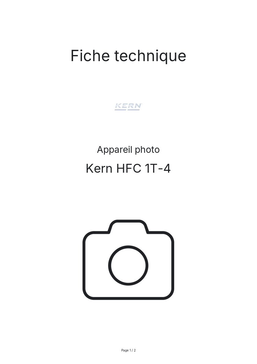 Page n°1 - Fiche technique Kern HFC 1T-4