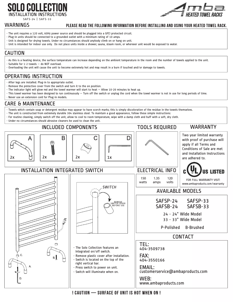 Image de la première page du manuel de l'appareil SAFSMB-24