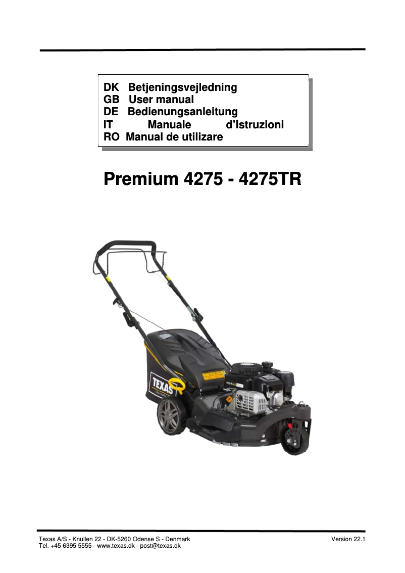 Página 1 del manual Manual de usuario Texas Premium 4275