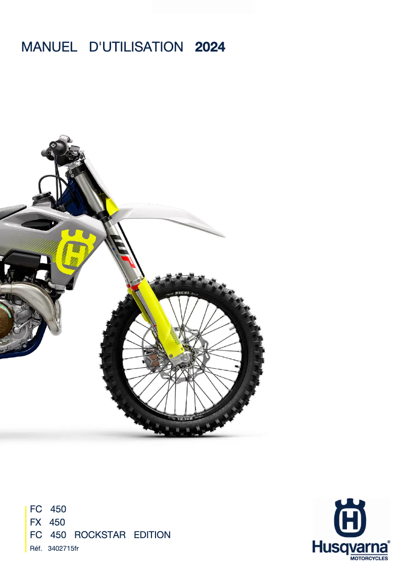 Page 1 de la notice Manuel utilisateur Husqvarna FC 450 Rockstar Edition (2024)