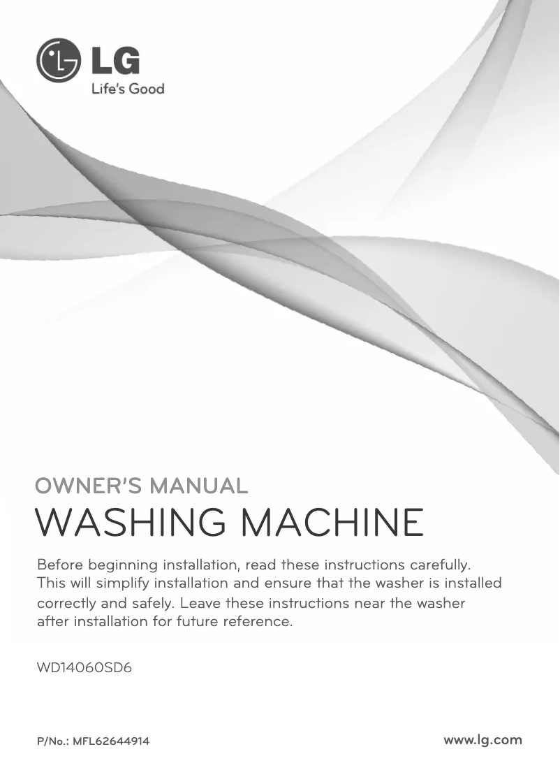 Page n°1 - Manuel utilisateur LG WD14060SD6