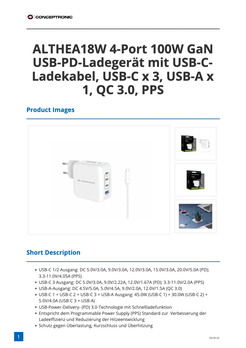 Image de la première page du manuel de l'appareil ALTHEA18W