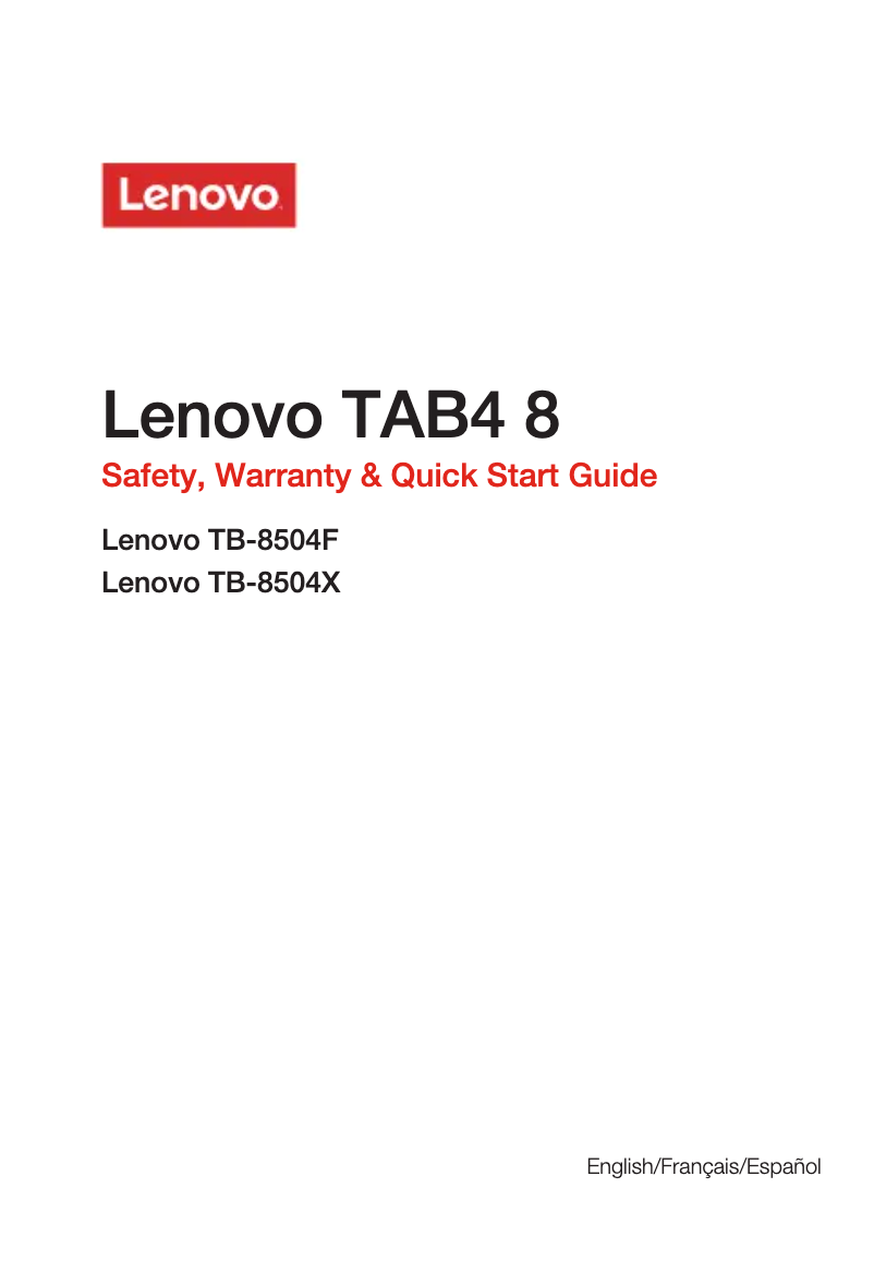 Page 1 de la notice Manuel utilisateur Lenovo TAB 4 8