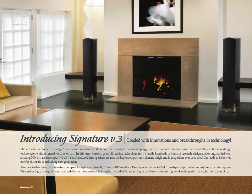 Page 1 de la notice Fiche technique Paradigm Signature ADP3