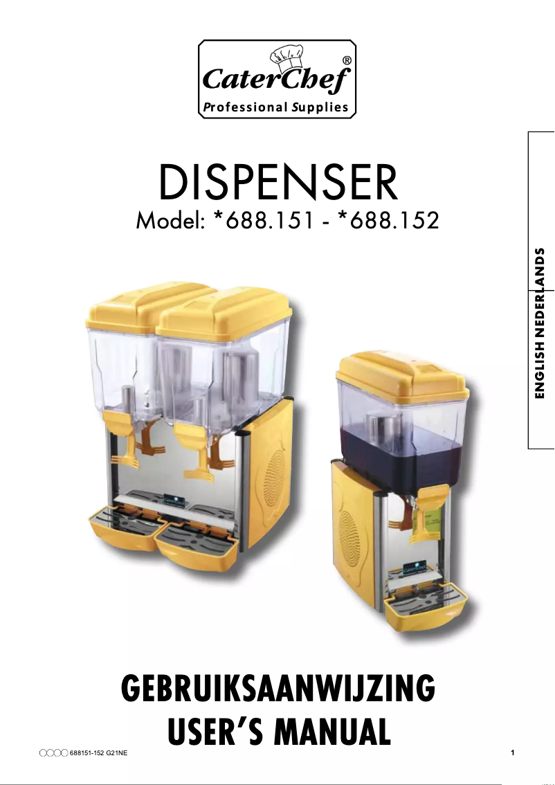 Page 1 de la notice Manuel utilisateur CaterCool 688152