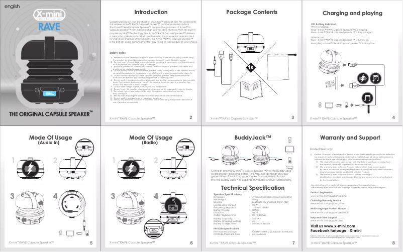Page n°1 - Manuel utilisateur X-MINI Rave