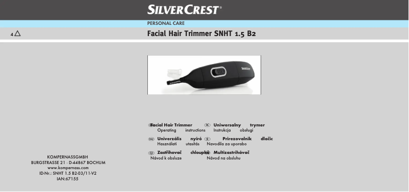 Page n°1 - Manuel utilisateur SilverCrest SNHT 1.5 B2