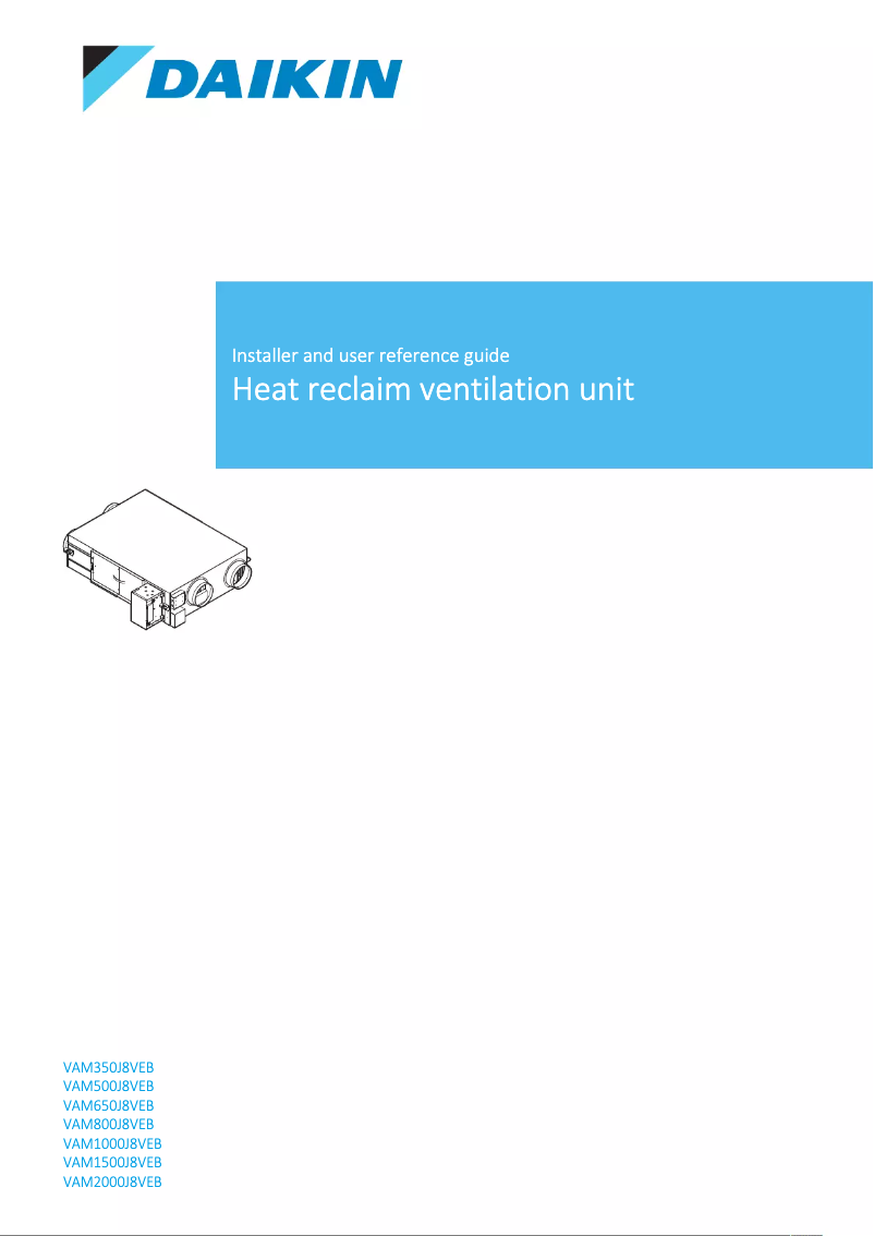 Page 1 de la notice Manuel utilisateur Daikin VAM800J8VEB