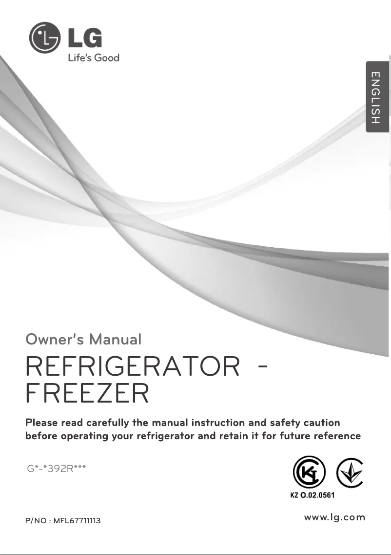 Page n°1 - Manuel utilisateur LG GN-B392RLCW