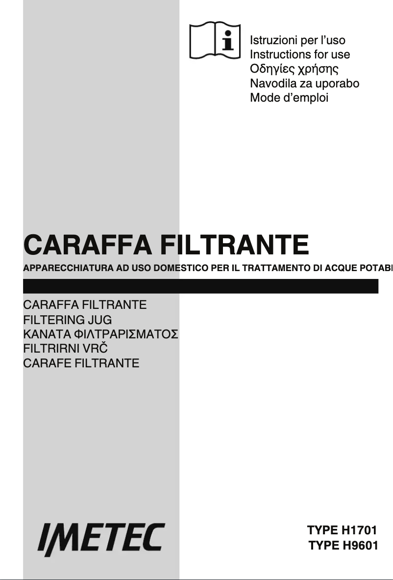 Page n°1 - Manuel utilisateur Imetec Acqua WP 100