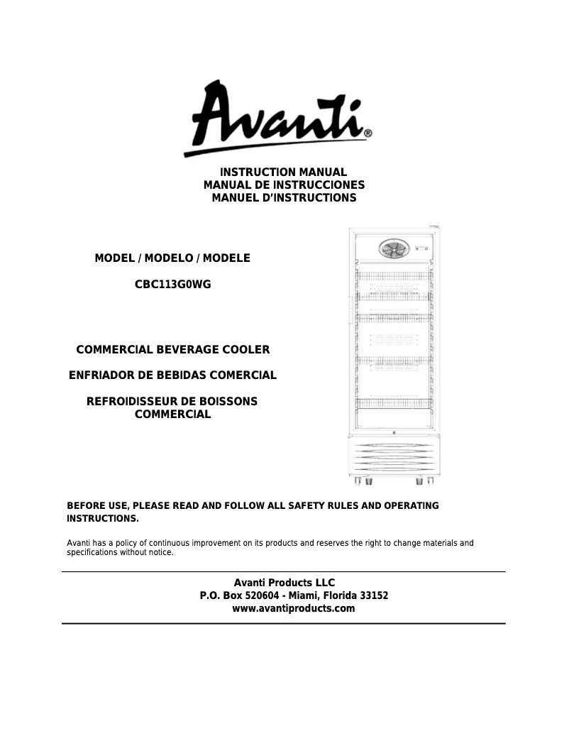 Image de la première page du manuel de l'appareil CBC113G0WG