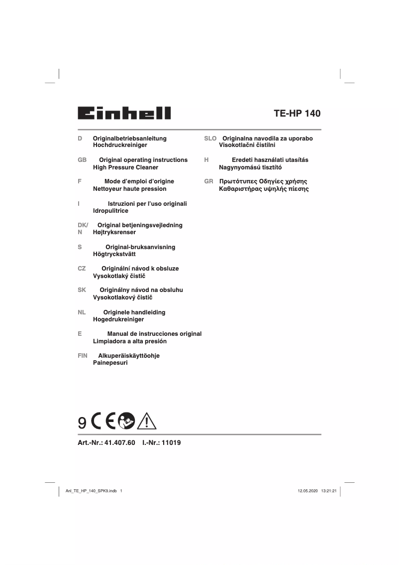 Image de la première page du manuel de l'appareil TC-HP 140