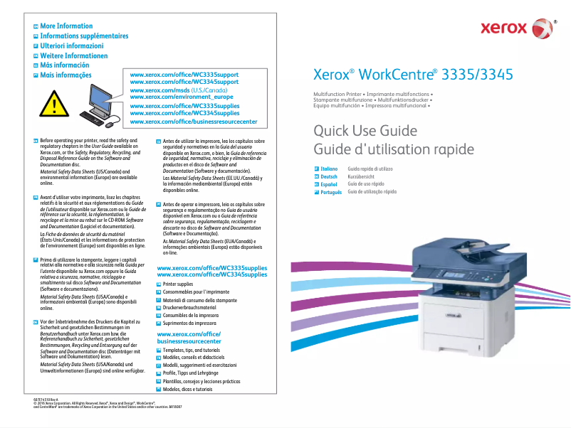 Page n°1 - Manuel utilisateur Xerox WorkCentre 3345