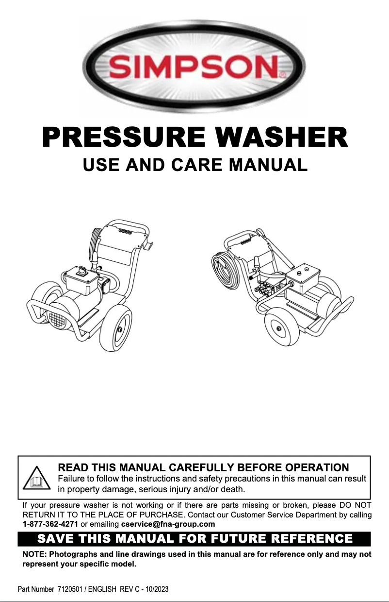 Page 1 de la notice Manuel utilisateur Simpson IR3040012B