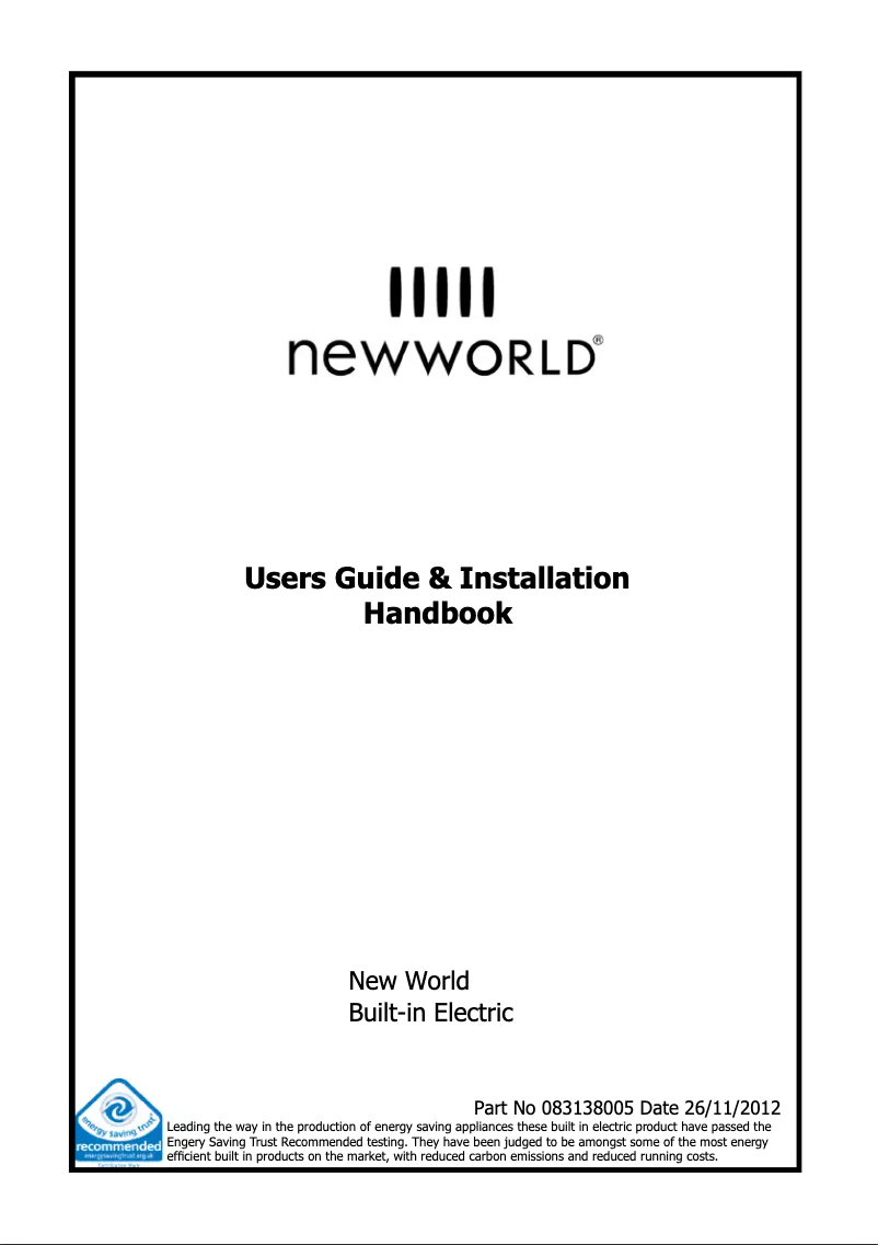 Page n°1 - Manuel utilisateur New World NW601F