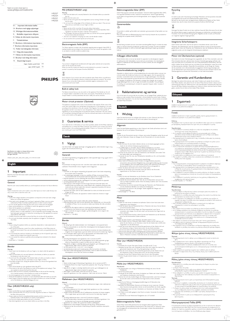 Page 1 of the manual User Manual Philips Daily Collection HR2020