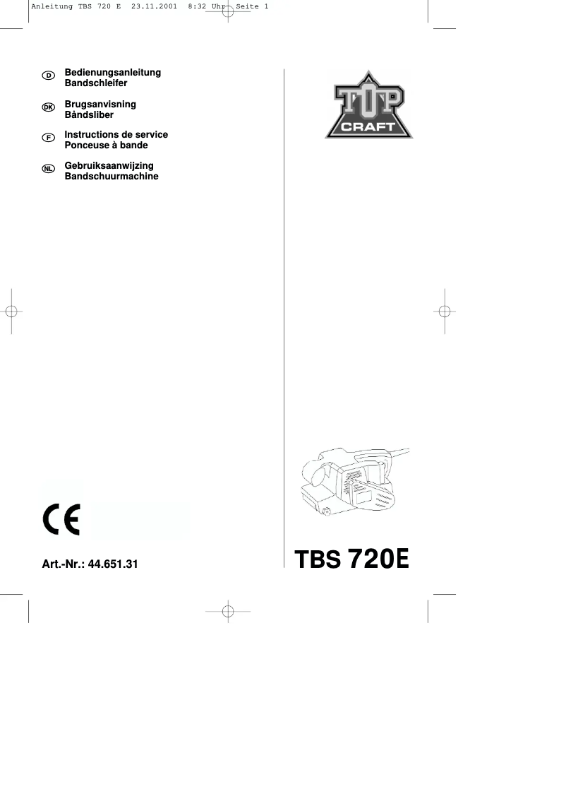 Page 1 de la notice Manuel utilisateur Topcraft TCB 720 E