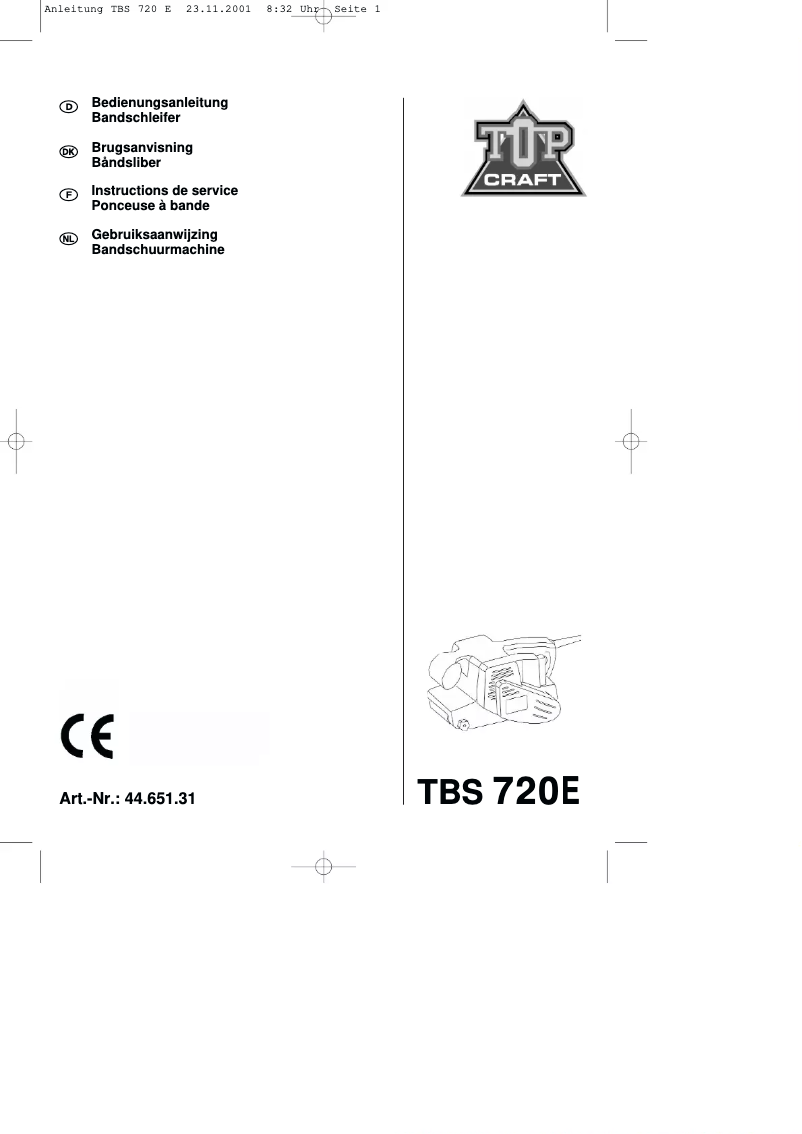 Page n°1 - Manuel utilisateur Topcraft TCB 720 E