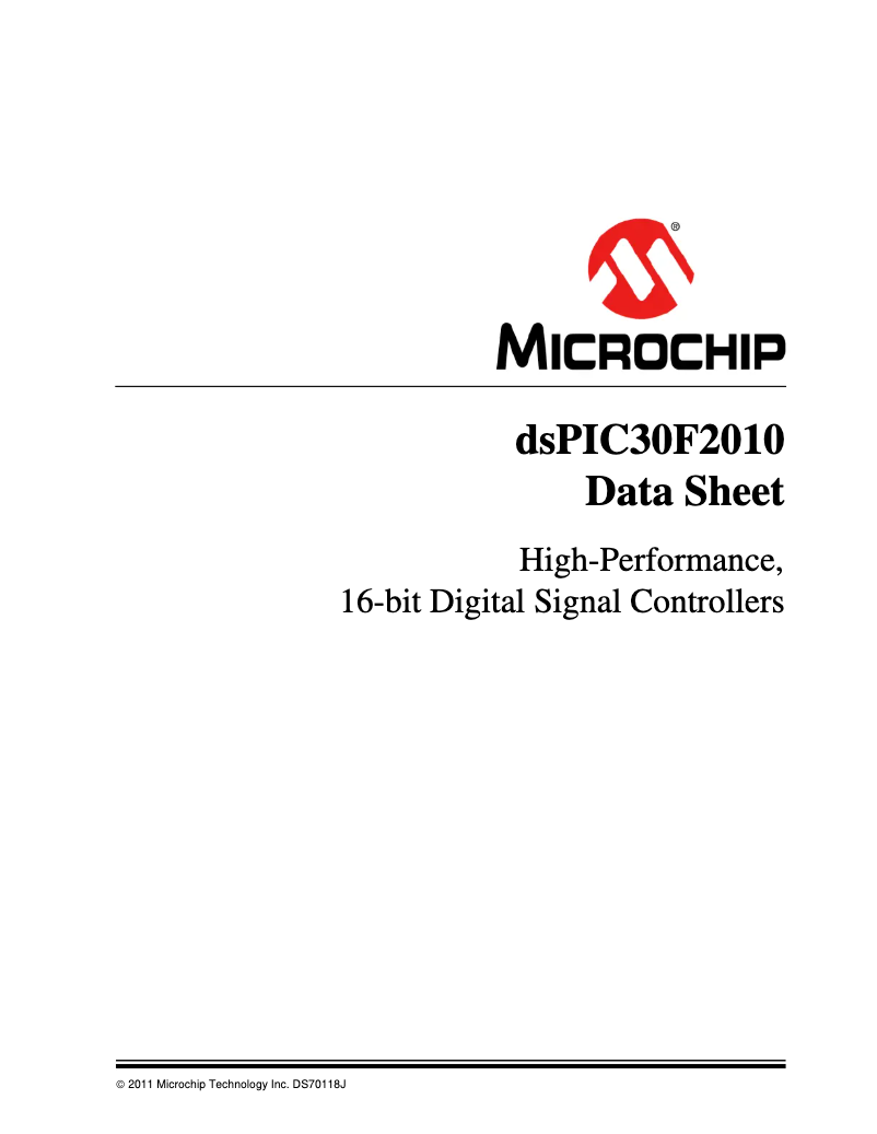 Page 1 de la notice Fiche technique Microchip dsPIC30F2010