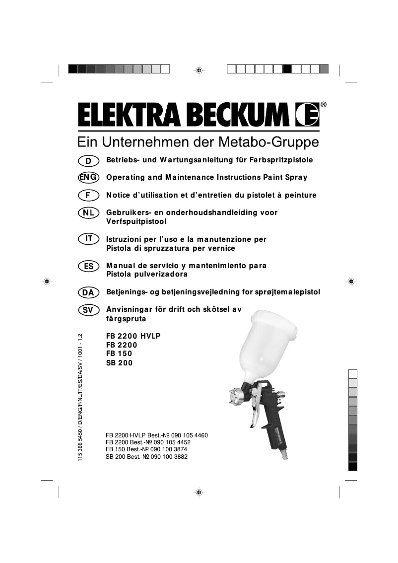 Page 1 de la notice Manuel utilisateur Metabo FB 150