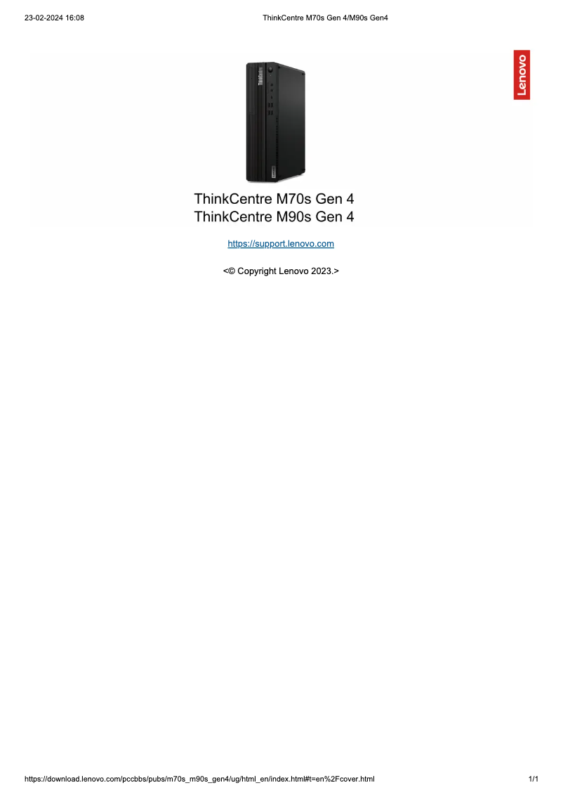 Page 1 de la notice Manuel utilisateur Lenovo Thinkcentre M70S