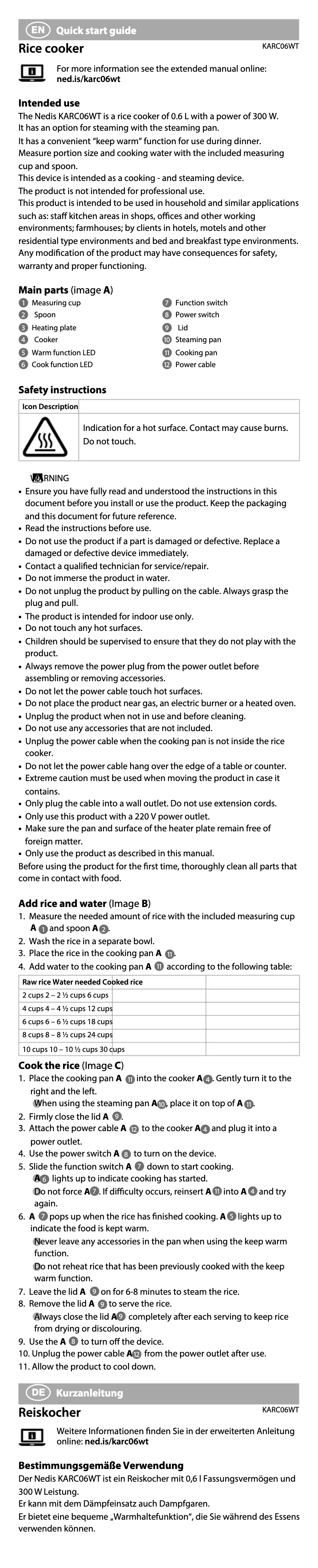 Página 1 del manual Manual de usuario Nedis KARC06WT