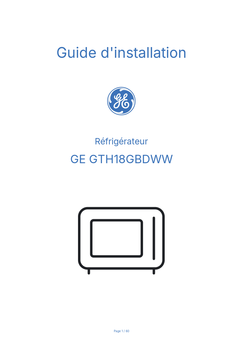 Image de la première page du manuel de l'appareil GTH18GBDWW