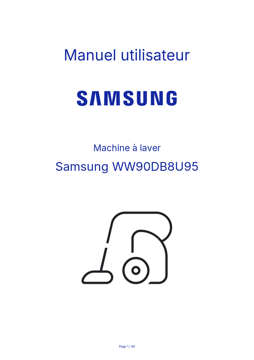 Page n°1 - Manuel utilisateur Samsung WW90DB8U95