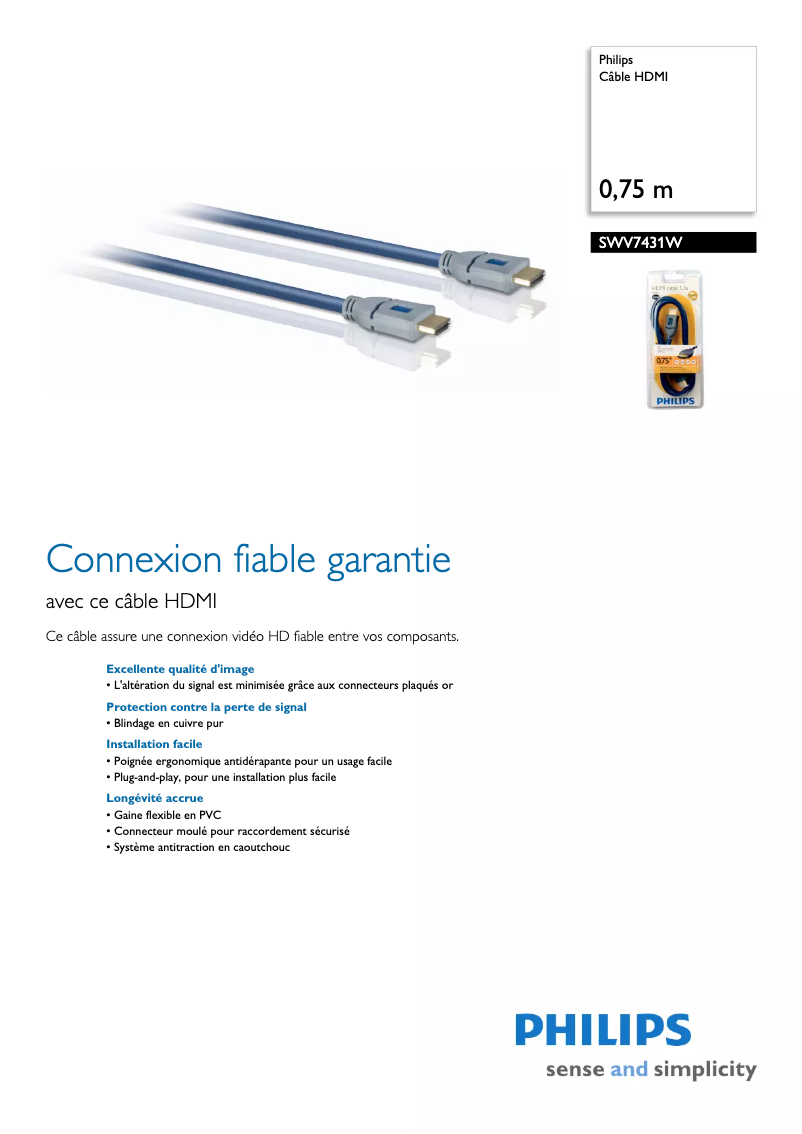 Page n°1 - Fiche technique Philips SWV7431W